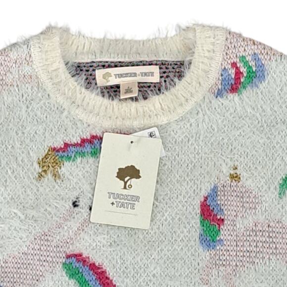 NWT Tucker + Tate Girls White Pink Unicorn Sweater Size 4 - Picture 3 of 9